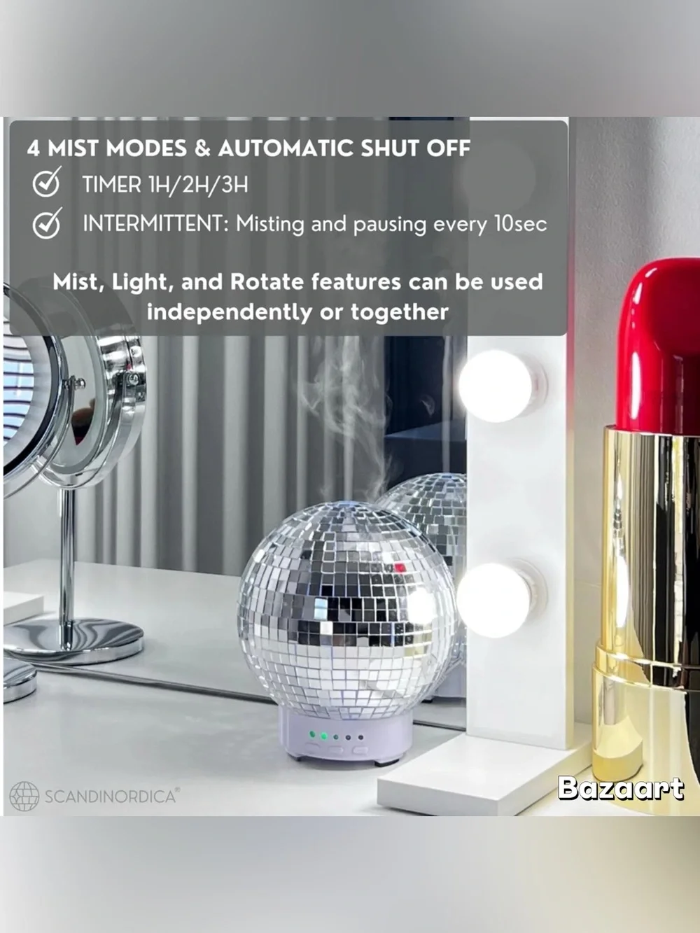 Disco Ball Diffuser : Rotating Aromatherapy Diffuser, Maximalist Decor 7 colors